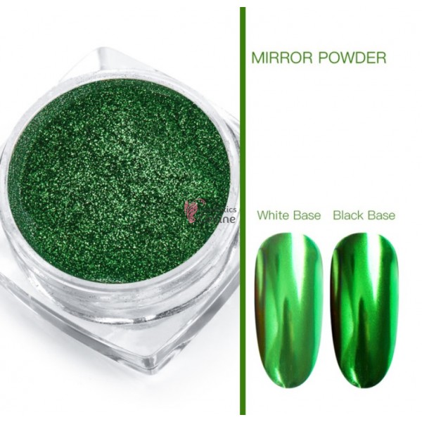 Pigment mirror chrome effect pentru Gel UV sau Acril, CE11 + 1 aplicator Green